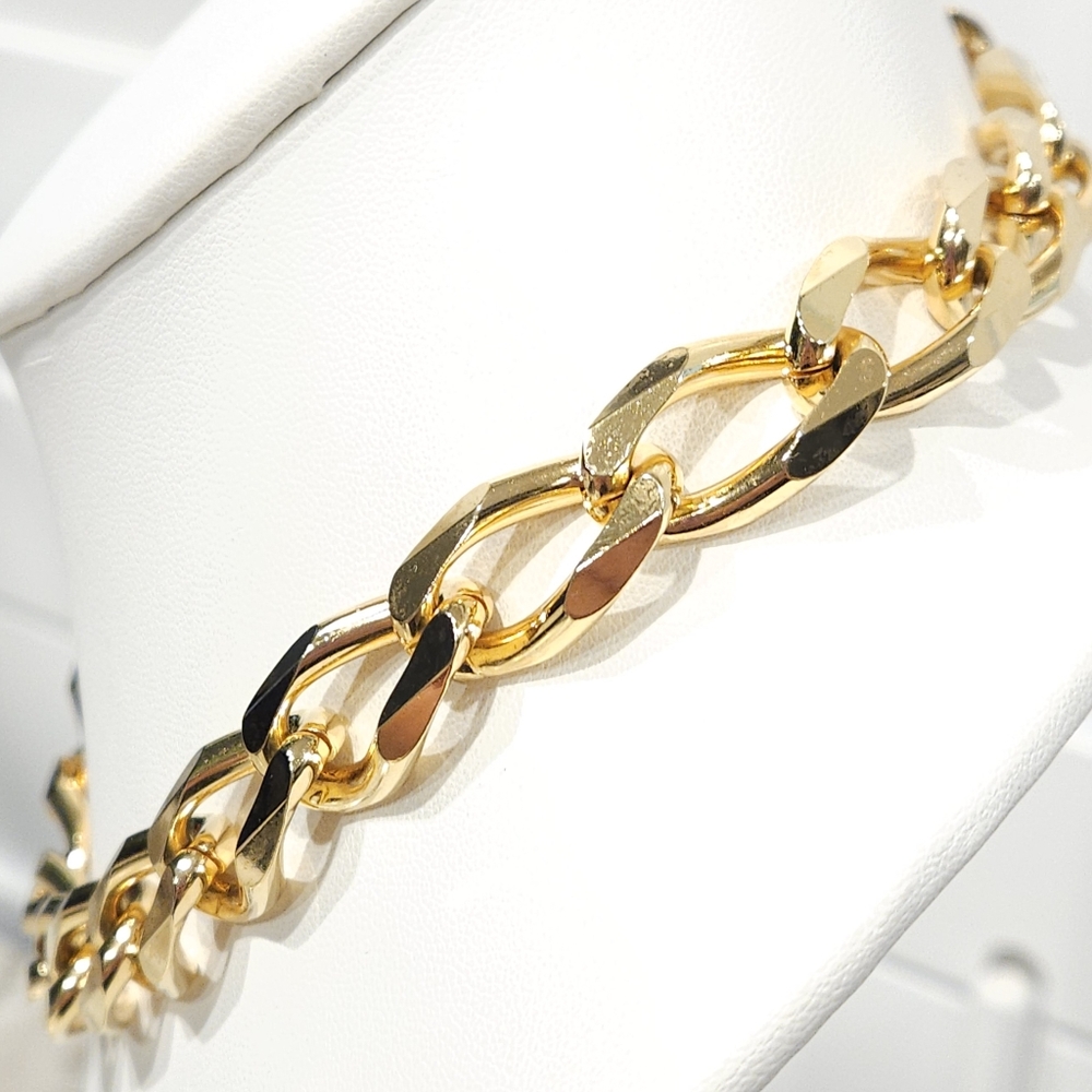 Vintage Christian Dior Curb Chain Necklace 1990s Chunky Gold Tone 16-inch - Picture 13 of 16